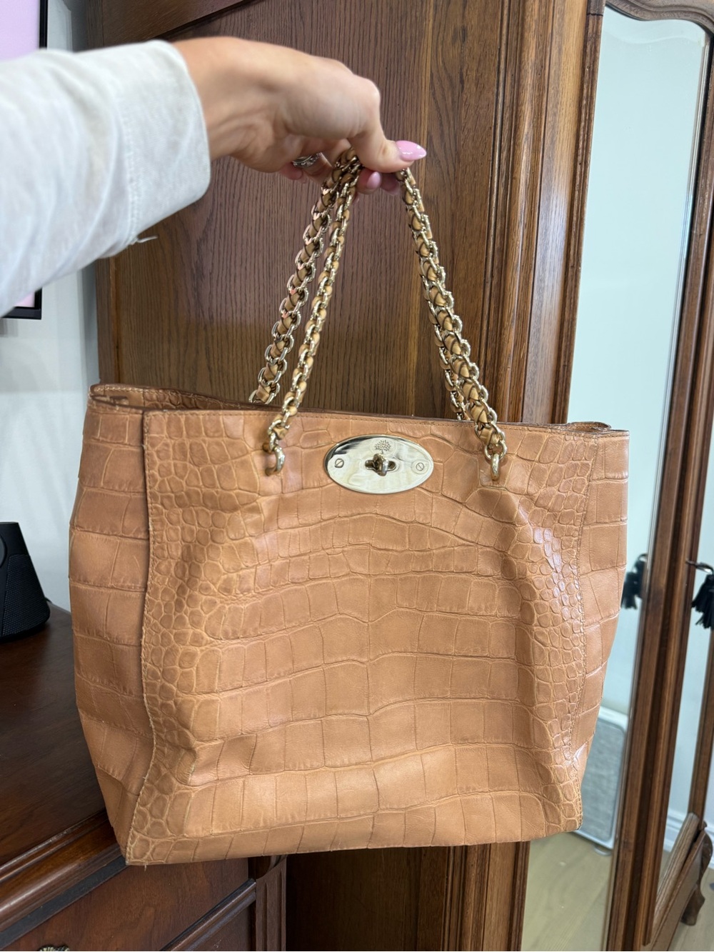 Croc embroidered leather mulberry bag
